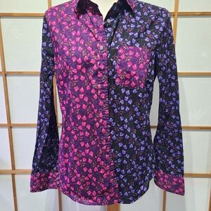 J Crew liberty Two-Tone Floral Button-Down Shirt